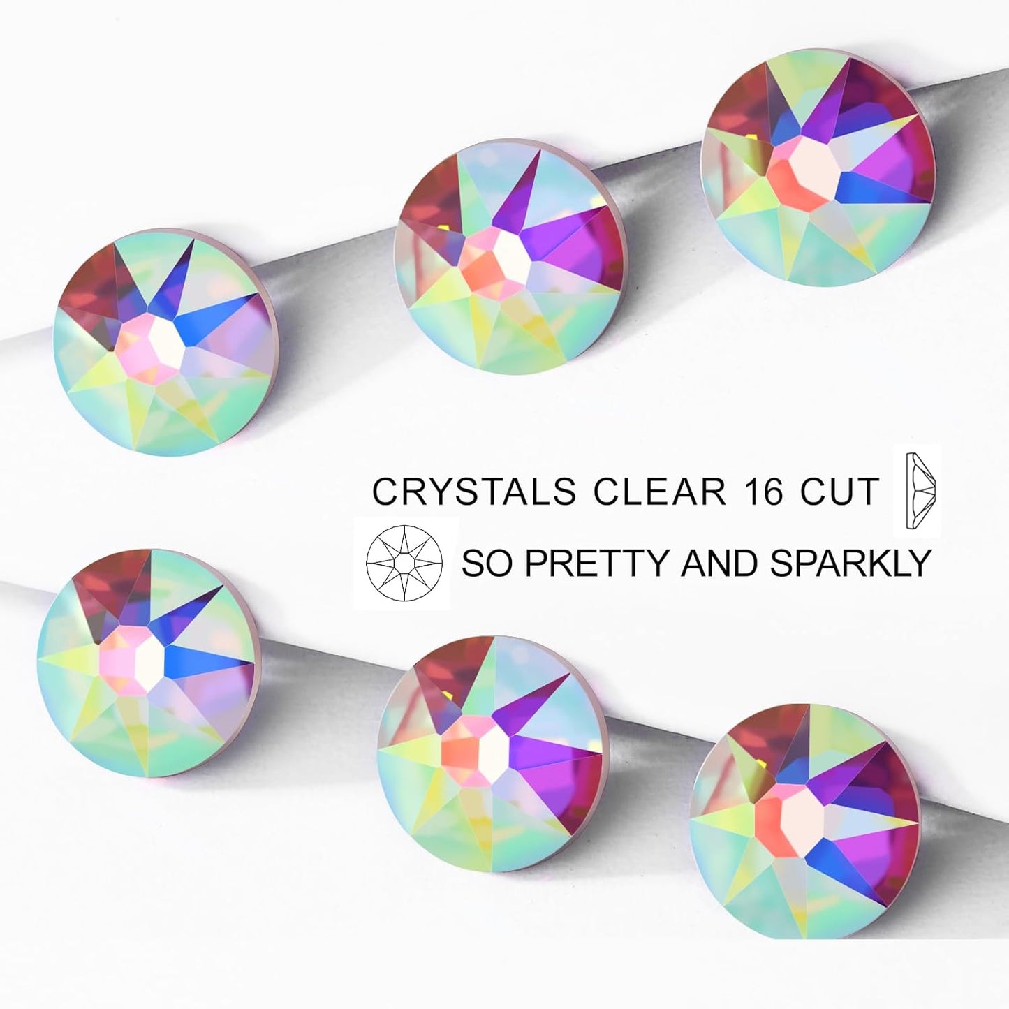 Novani 500pcs Crystal AB Rhinestones Flat Back Round Rhinestone Style 2088 Sparkly Crystal Gemstones for Nail Art and Crafting,SS20(4.6-4.8mm