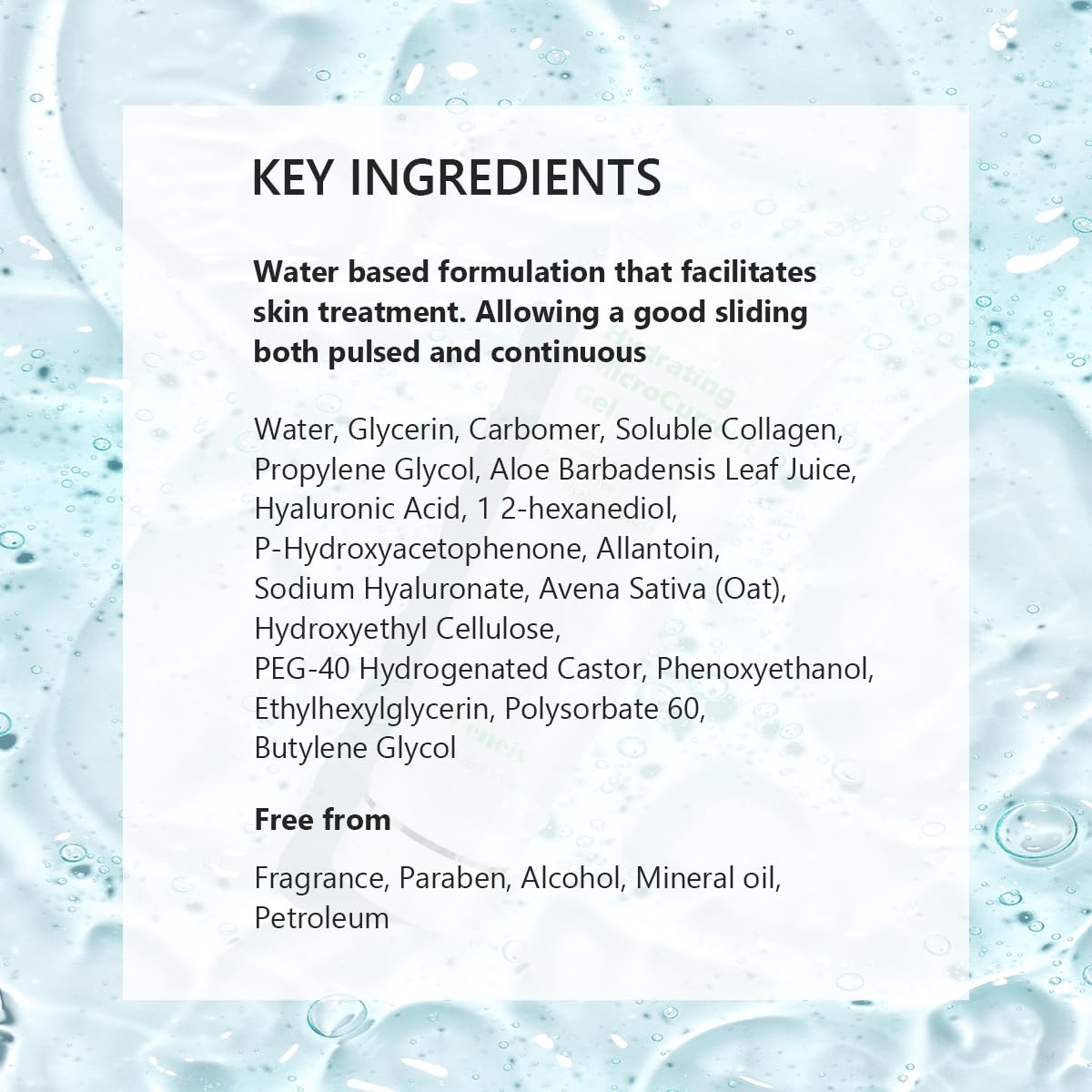 Hydrating Microcurrent Conductive Gel, Fragrance-Free, Paraben-Free, Gel Primer with Hyaluronic Acid, Non-irritating, Moisturizing Gel for RF, 300g Tube, Clear