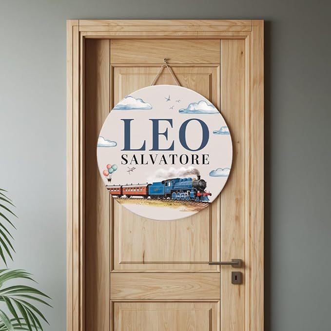 Personalized Wooden Name Signs for Nursery, Train Sign for Baby Door Decor, Newborn Gifts for Boy, Boys Nursery Wall Bedroom Decorations, Mother's Day Gifts for New Mom Dad Gift