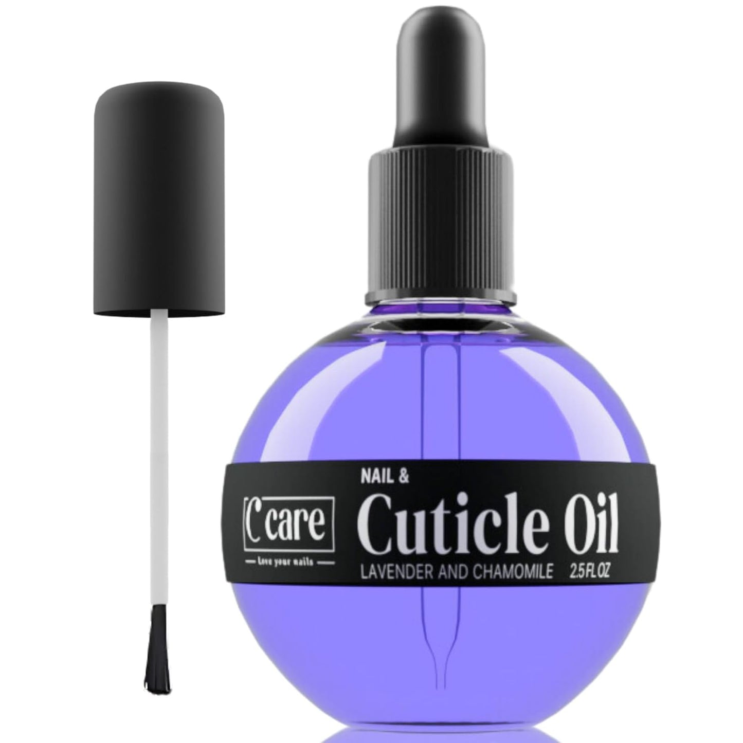 C CARE Lavender and chamomile Cuticle Oil For Nails - Repairs Cuticles Overnight - Moisturizes and Strengthens Nails and Cuticles - Dropper & Brush included - 2.5oz