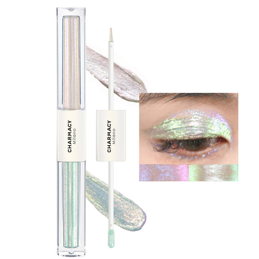 CHARMACY 2 in 1 Starlit Duochrome Liquid Eyeshadow, Glitter Sparkle Colorful Liquid Eyeliner, Quick Drying, High Pigmented, Long lasting Holographic Glitter Multichrome Eye Makeup #03