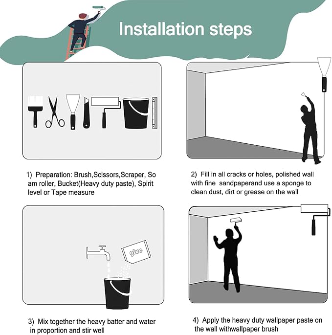 -Watercolor Green Pine Mural Cartoon Forest Fabric Wallpaper Children's Room 140" x 91"(Not Peel and Stick)