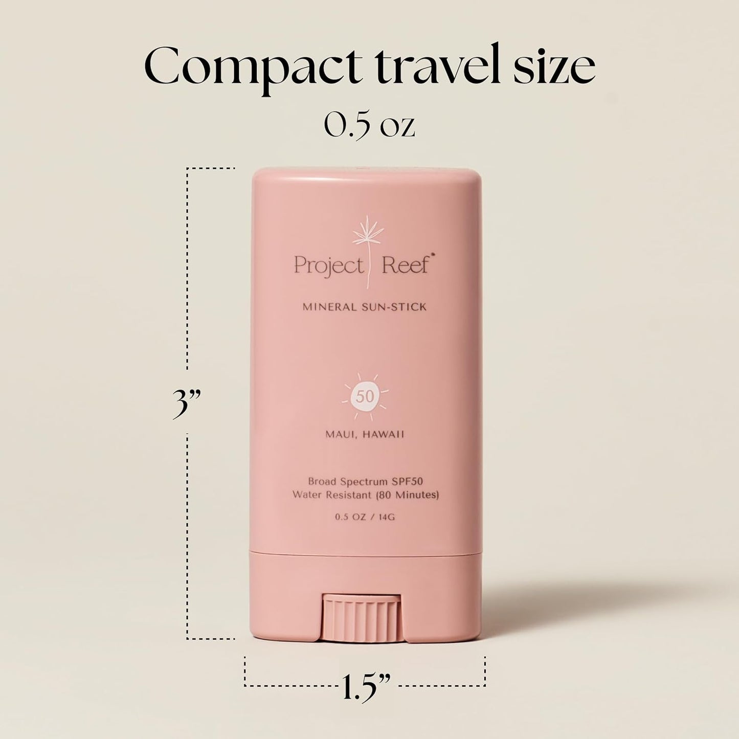 SPF 50 Mineral Sunscreen Stick – Compact SPF Stick, Hawaii Reef Act 104 Compliant, Vegan, Ocean-Friendly, Water-Resistant, 0.5 oz