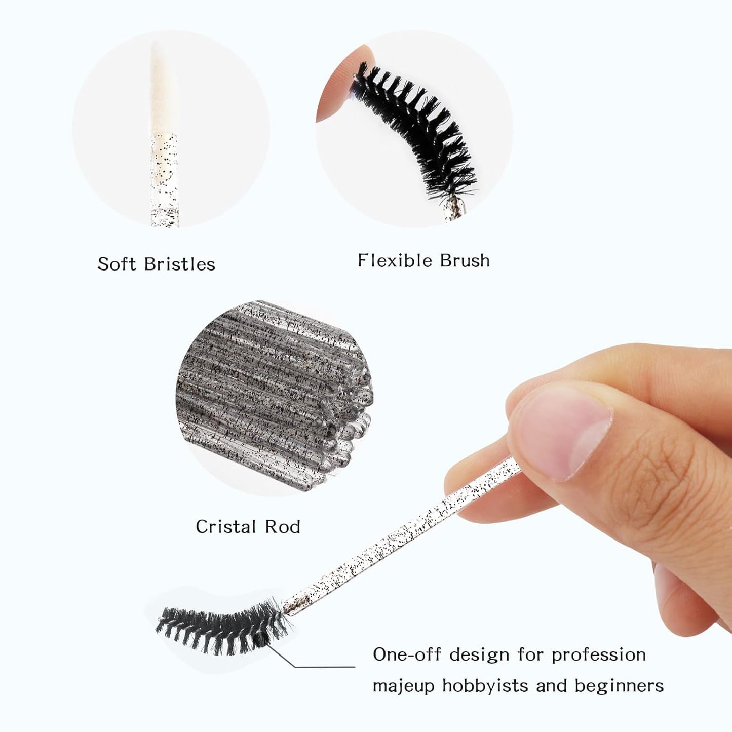 48 Pieces Disposable Mascara Wands Set,Include 24 pcs Disposable Crystal Lash Spoolies Brush and 24 Pieces Reusable Diamond keychain Empty Eyelash Brush Tubes for Women Girls Makeup Brush Kit