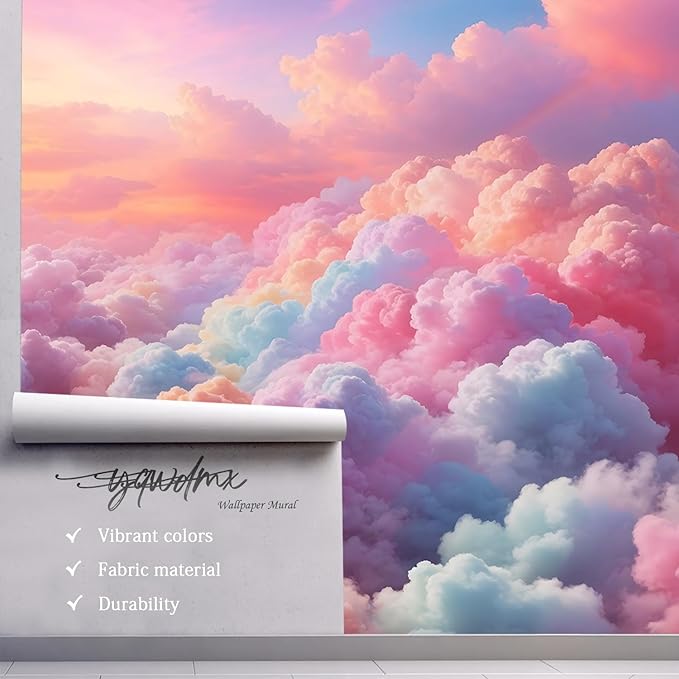 -Colorful Cloud Nursery Wallpaper XT23 S 100" x 65"