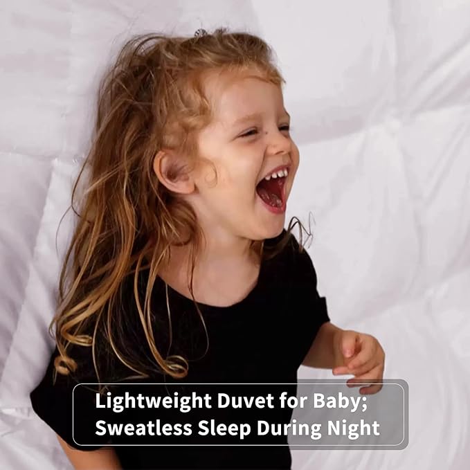 zzlamb Warm Baby Quilt Crib Comforter Small Duvet Insert, Toddler Down Comforter Kids Crib Blanket, Lightweight Soft Brushed Noiseless Shell Down Proof Machine Washable, Misty Grey 41x48in