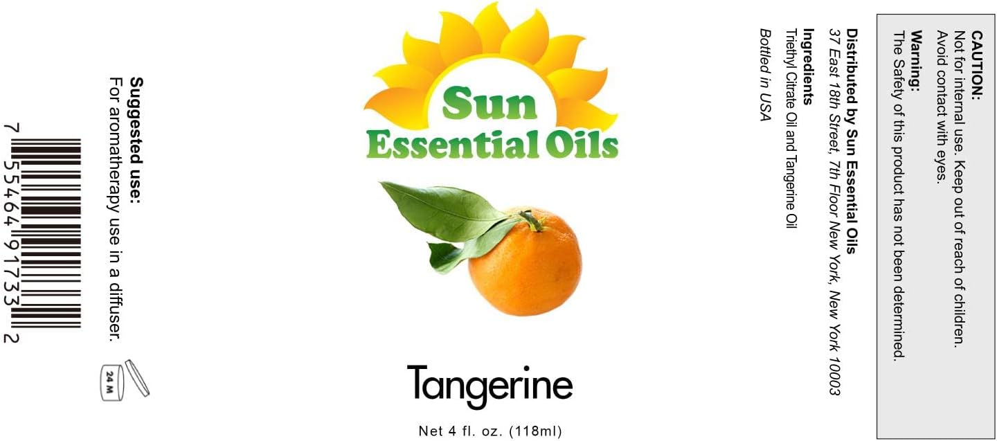 Sun Essential Oils Tangerine Essential Oil 4oz - Pure Tangerine Aromatherapy Oil