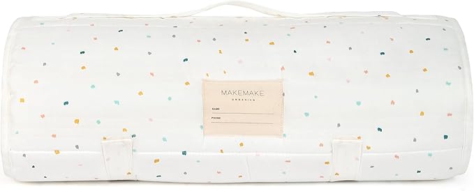 Makemake Organics GOTS Certified Organic Cotton Nap Mat with Detachable Pillow for Kids Soft Sleeping Bag for Toddlers, Boys, Girls - Ideal for Daycare, Preschool, Kindergarten