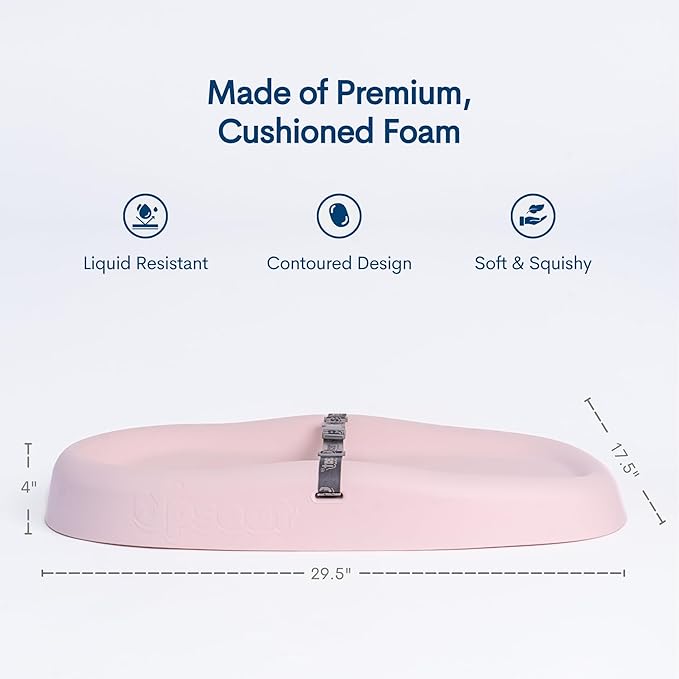 Upseat Baby Changing Pad, Non-Slip Grippy Design, Premium Cushioned Foam, Contoured for Comfort, Waterproof and Easy-to-Clean, Liquid-Resistant (Pink)