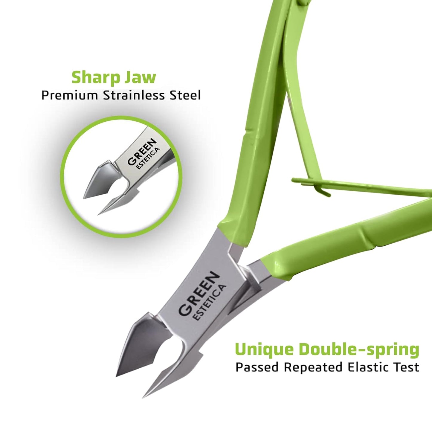 Professional Cuticle Trimmer Nail Cuticle Cutter Stainless Steel Cuticle Nippers with Sharp Blades of Cuticle Remover Clippers Manicure Tools Double Spring for Nail Care Pedicure Nail Tools (Green)