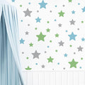 Stars Wall Decals Peel and Stick, Green Blue Grey Stars Wall Stickers for Adults Bedroom, Vinyl Stars Wall Decals for Living Room