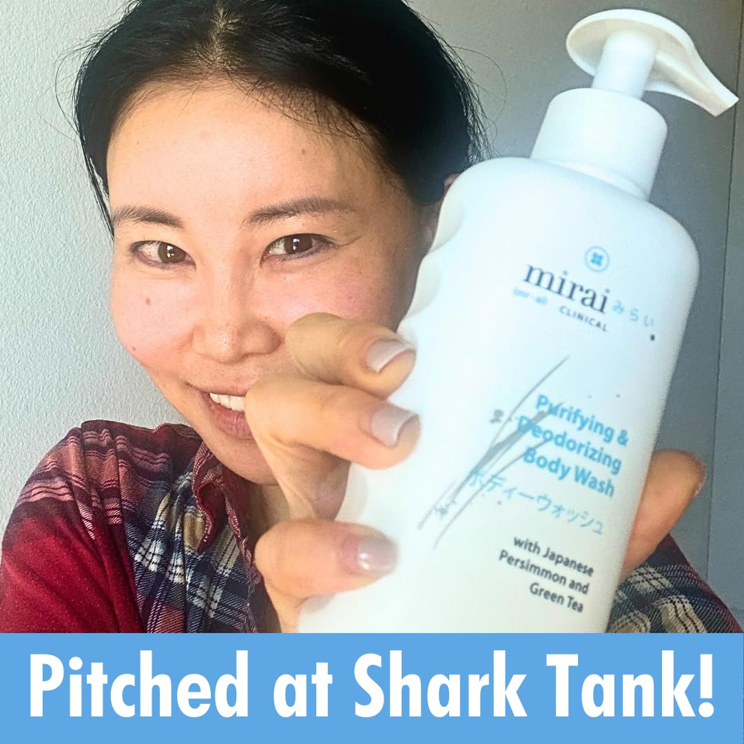 Mirai Clinical Body Wash for Strong Body Odor - Renewing Body Purifying & Deodorizing with Natural Persimmon & Green Tea Extracts - Nonenal Eliminator for Women & Men - 9.29 Fl oz