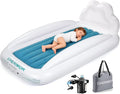 Toddler Air Mattress with Electric Pump, Inflatable Toddler Travel Bed with Safety Sides, Portable Kids Blow Up Mattress for Travel, Camping Grandma Sleepovers Playing Air Bed, Gift for Kids