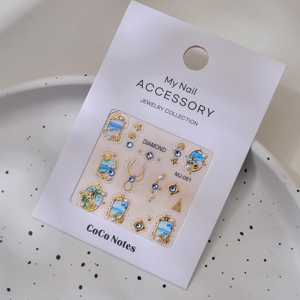 Summer Beach Nail Stickers Golden Sandy Shores Nail Decals with Good Trim Gold Seashell Starfish Stickers for Nails Designs 3D Self Adhesive Nail Art Supplies & Decorations for Women 1 Sheet