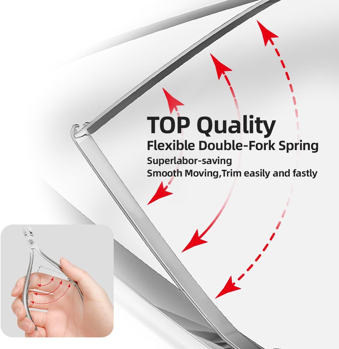 Cuticle Trimmer 3/4 Jaw Extremely Sharp Cuticle Nippers Scissors Stainless Steel Clippers Cutter Remover Pedicure Manicure Nail Tool, cuticle pusher (Cuticle Nippers/Silver-b)