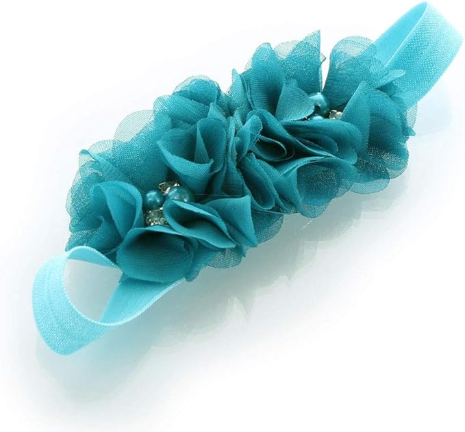 My Lello Flower Headbands Baby - Girls - Toddler Fabric Beaded Stretchy Elastic Pair
