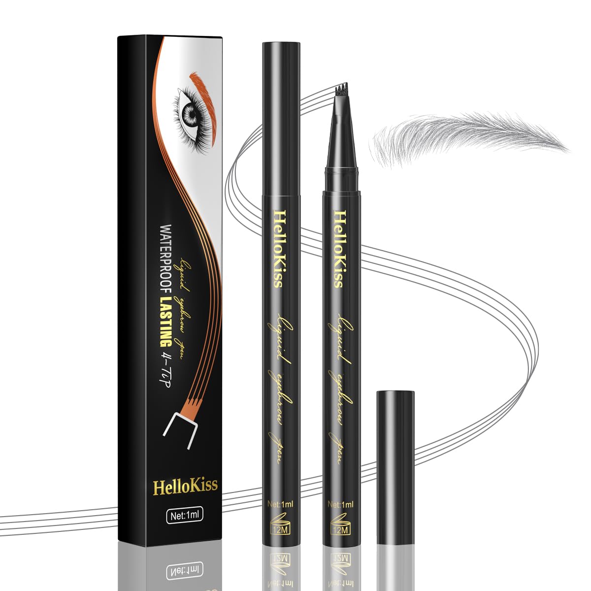 Microblading Eyebrow Pencils For Women,Eyebrow Pen,Brow Pencil,Long Lasting Waterproof And Sweat-Proof,4 Tip Precise Eye Brow Makeup Pen,Create Natural Hair-Like Brows