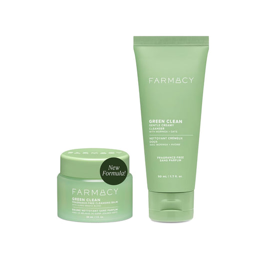 Farmacy Gentle Double Cleanse Skincare Gift Set - Fragrance-Free Gentle Creamy Face Cleanser & Makeup Remover Cleansing Balm - Melts Away Makeup & Helps Promote Healthy Skin (2 Count)
