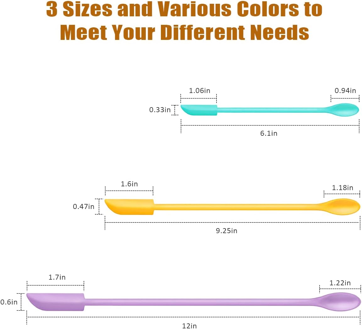 barsone Silicone Spatula Set 3Pcs - Mini Scraper Tool for Beauty & Food （Reach Every Last Drop - Multi-Size Spatulas for Makeup Jars, Lotion Bottles & Kitchen Containers）