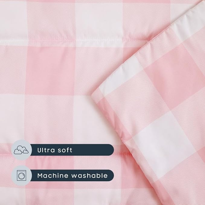 Wake In Cloud - Toddler Nap Mat with Pillow and Blanket, for Kids Boys Girls Ages 3 Plus in Kindergarten Daycare Preschool, Roll Up Sleeping Bag, Gingham Plaid Grid