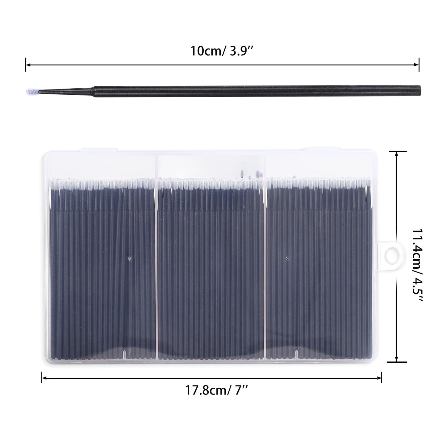 400 Pcs Micro Applicator Brushes,JASSINS Microswabs for eyelash extensions,Disposable 2mm Precision Mascara swab,For Cleaning and Applying Makeup (Black)