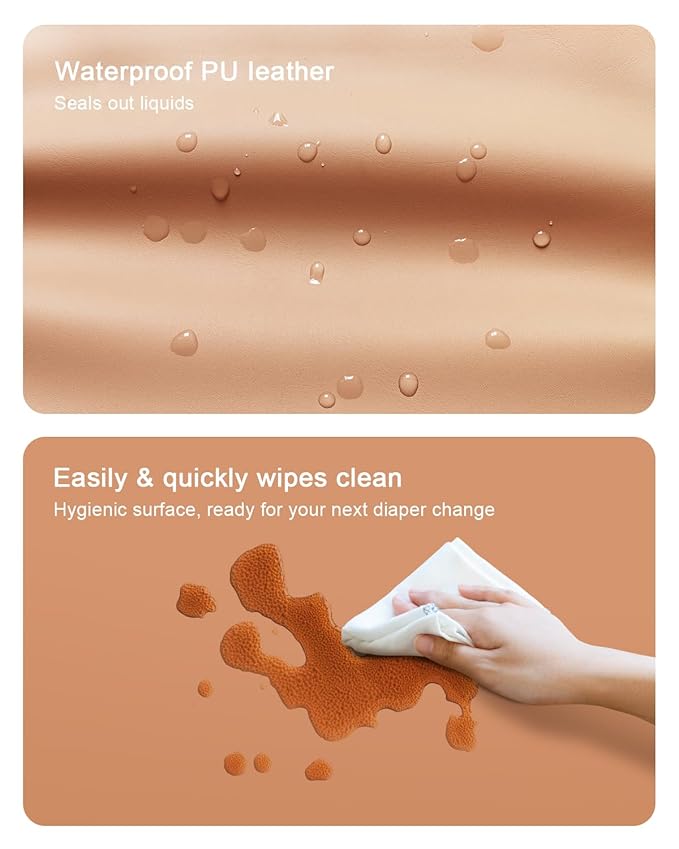 YACODAVO Wipeable Baby Changing Pad for Dresser and Table, Cozy Diaper Changing Pad with Waterproof & Wipe-Clean Leather Cover, Standard Size (31.5" L x 15.8" W), Coffee Color