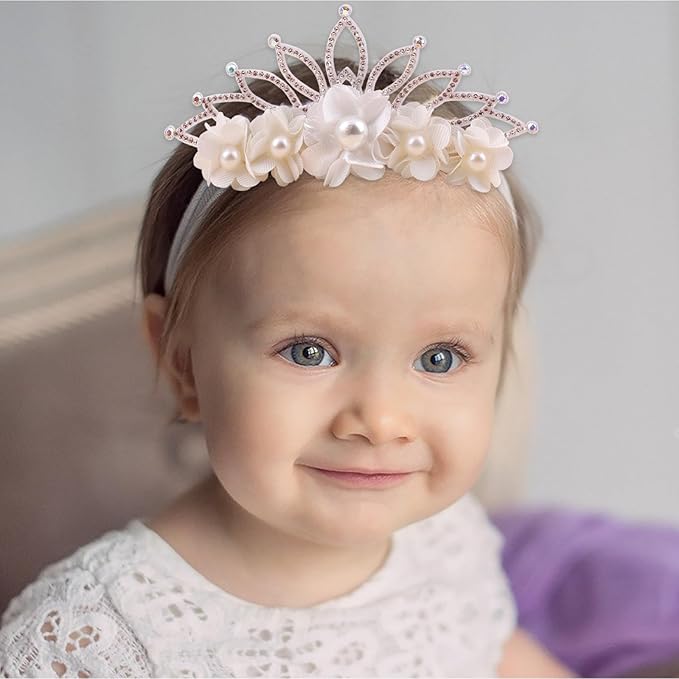 cherrboll 3pcs Baby Girl Headbands Flowers, Super Soft & Stretchy Nylon Floral Hairbands for Newborn Toddler