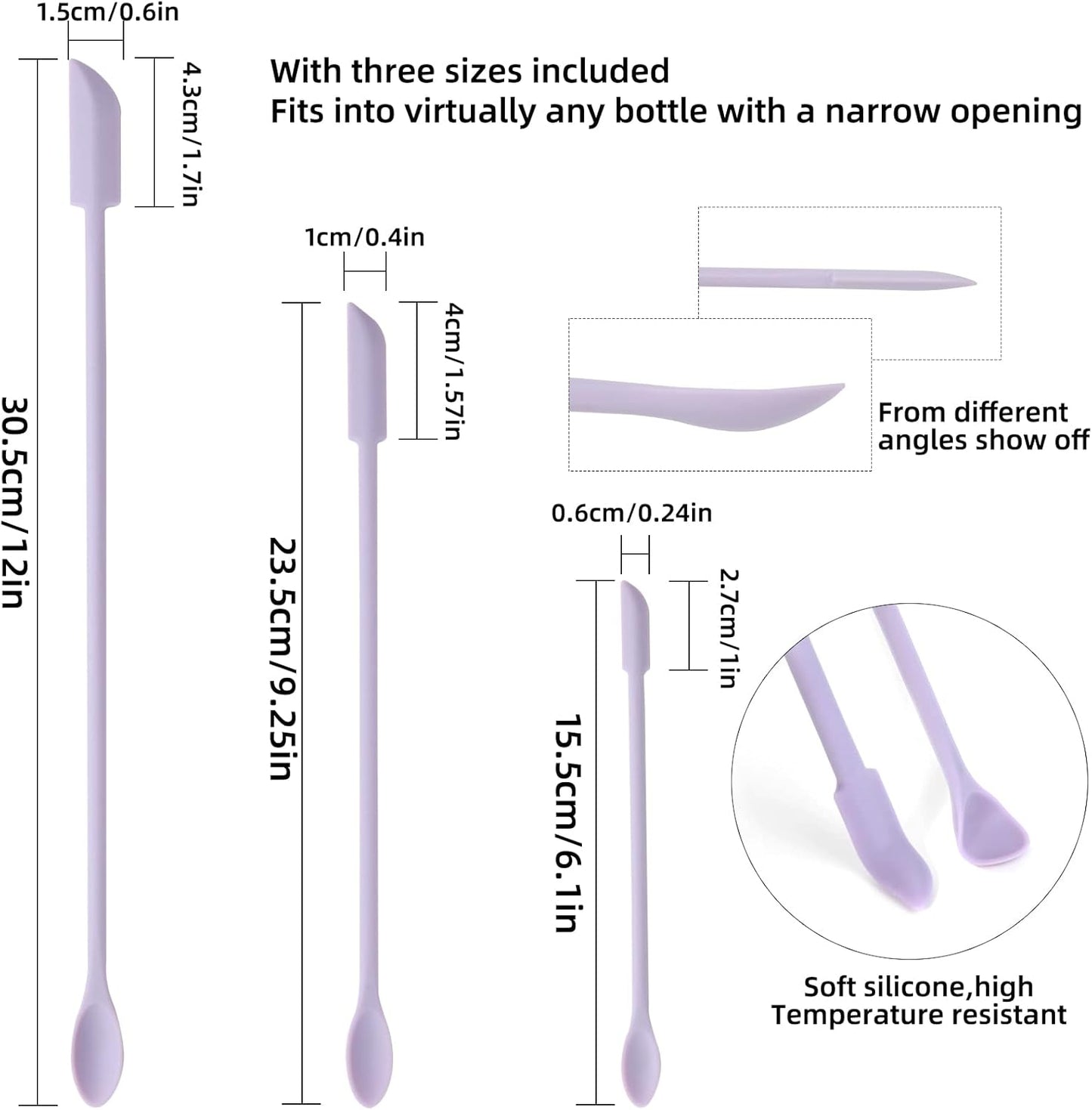 6 Pieces Multi Size Makeup Spatula, Beauty Spatula, Mini Small Silicone Spatula Set for Beauty and Kitchen, Tiny Scraper for Jar, Kitchen Bottles, Cosmetic (Lavender)