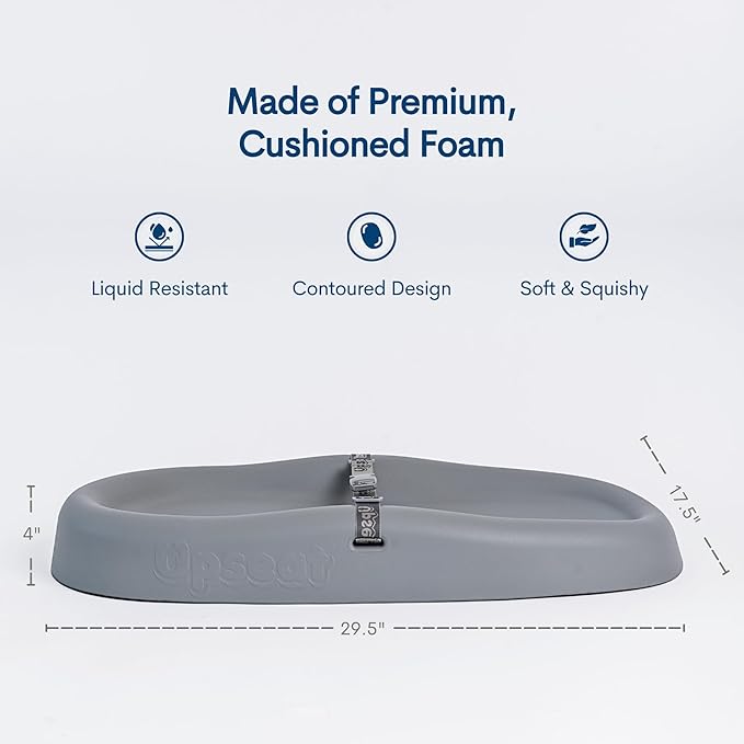 Upseat Baby Changing Pad, Non-Slip Grippy Design, Premium Cushioned Foam, Contoured for Comfort, Waterproof and Easy-to-Clean, Liquid-Resistant (Gray)