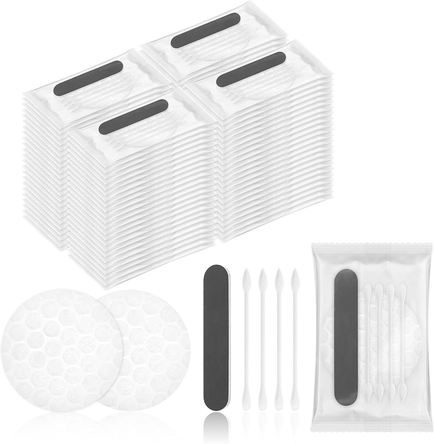 Hotel Vanity Kit Individually Wrapped Bulk Travel Cleaning Kit for Hotels Disposable Travel Size Hotel Hospitality Supplies Hygiene Kits for Homeless in Bulk Round Cotton (50)