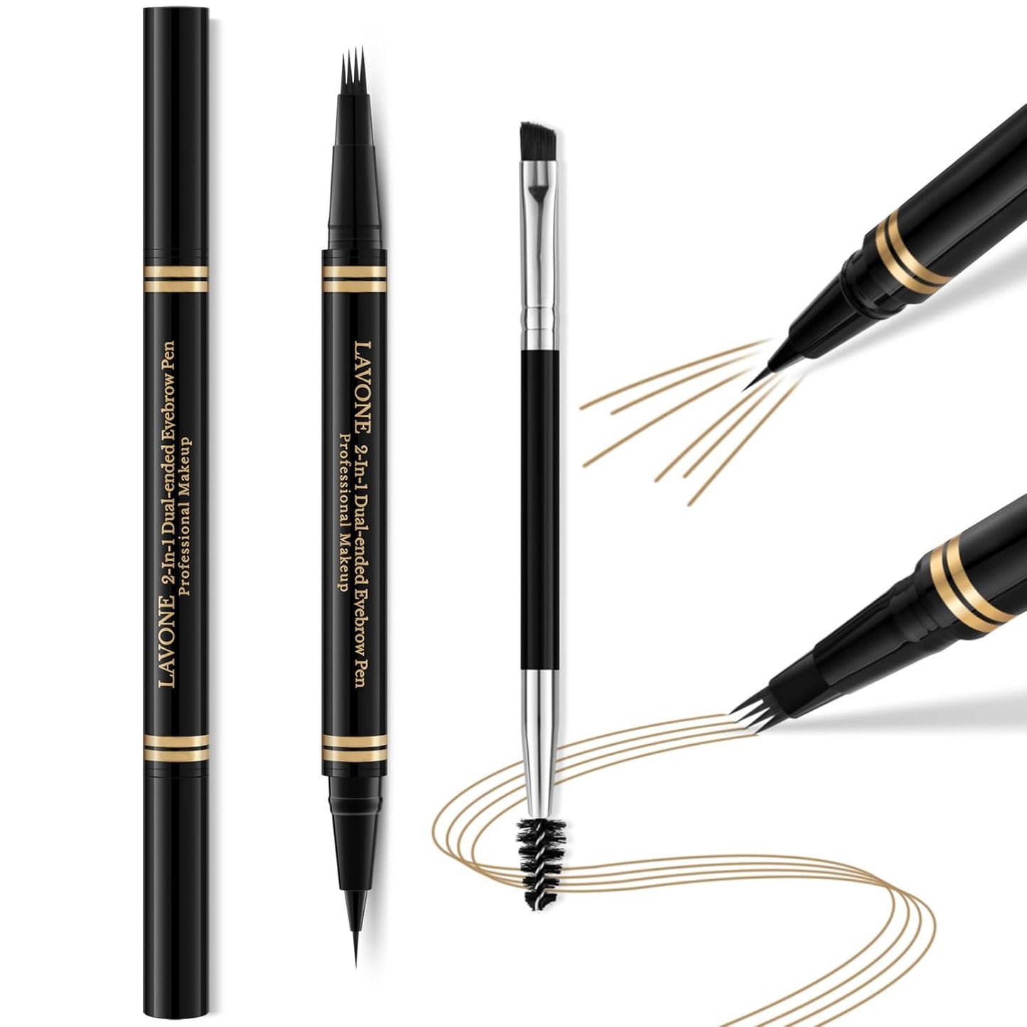 Eyebrow Pen,2-in-1 Waterproof Eyebrow Pencil with 4 Tip Microblading Brow Pen and Ultra-Precise Brow Pencil,with Dual-ended Eyebrow Brush,Eyebrow Makeup for Natural Looking - Dark Blonde