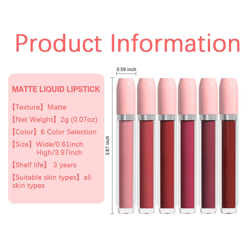BINGBRUSH Super Matte Longwear No-Budge Stay On Smudge Proof Liquid Lipstick Long Lasting Makeup for Women,Highly Pigmented Color and Instant Shine, Cheeky, Soft Matte Lip Cream Lightweight Lipgloss