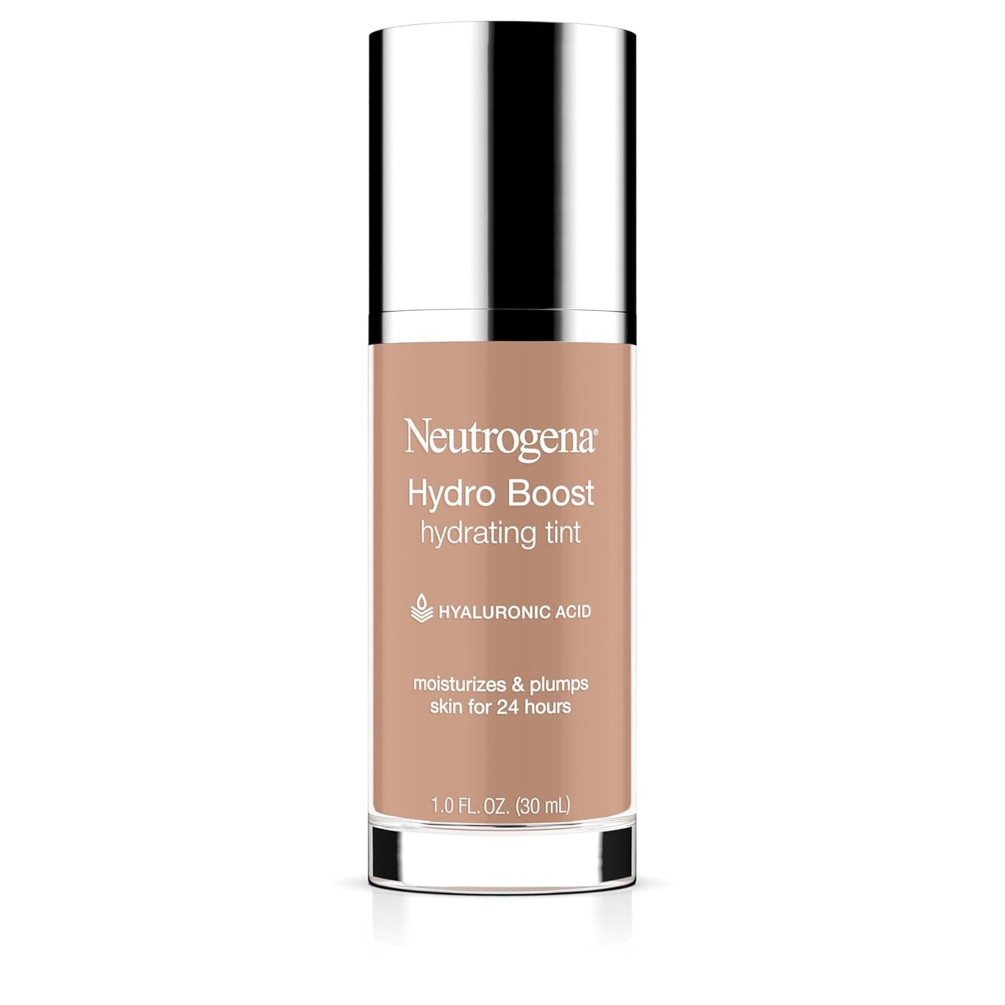 Neutrogena Hydro Boost Hydrating Tint Foundation Makeup for Dry Skin, with Hyaluronic Acid, Lightweight Oil-Free Water Gel, Non-Comedogenic, 50 Soft Beige, 1.0 fl. oz