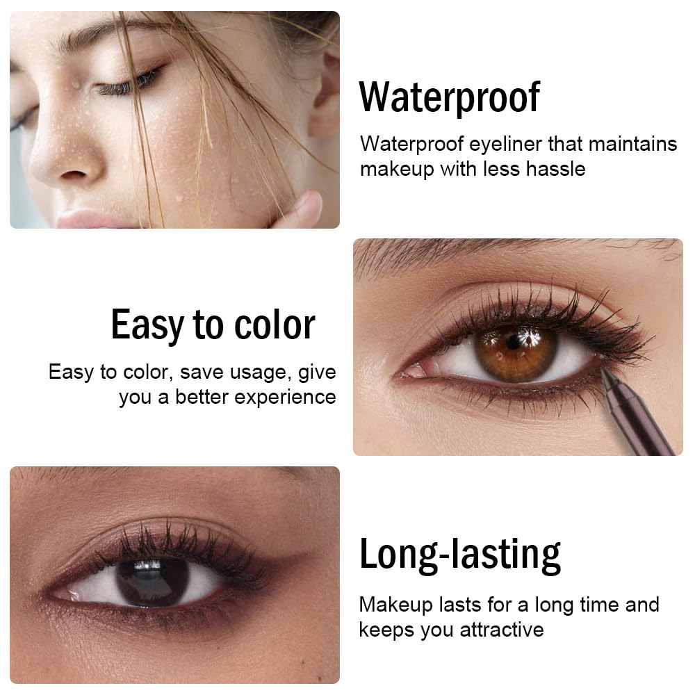 evpct Brown Eyeliner Pencils for Eyes, Dark Coffee Mocha Brown Colored Eye Liner Pencil Pen Makeup Waterproof Smudge Proof, Colored Gel Waterline Eyeliner Liquid, Face Eye Paint Stick Halloween Makeup