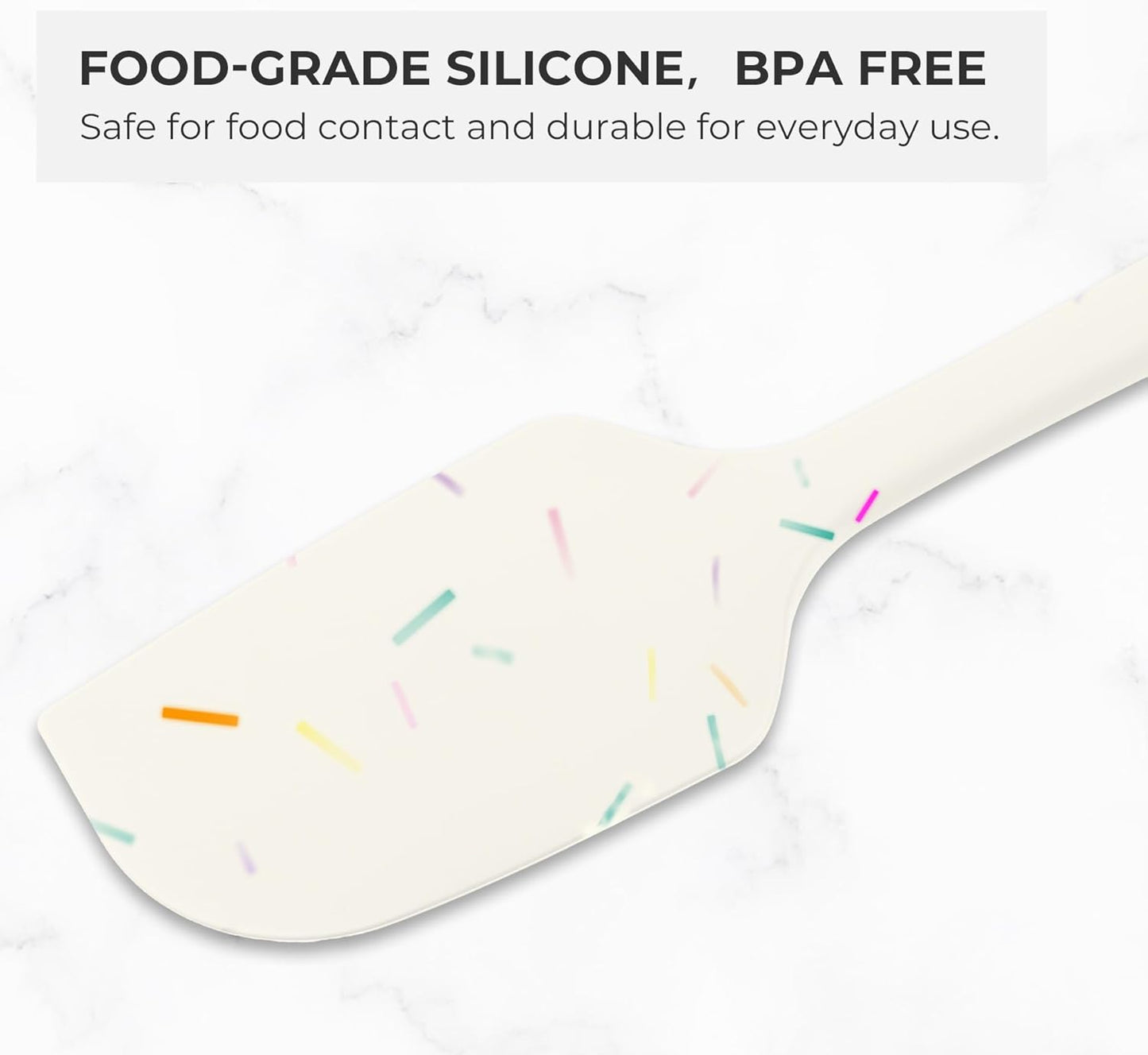 Elihome Mini Silicone Spoonula - Non-Stick Heat Resistant Silicone Scraper Spatula for Mixing, Serving, Scraping, Stirring, and More, 8.75 Inch, Sprinkles