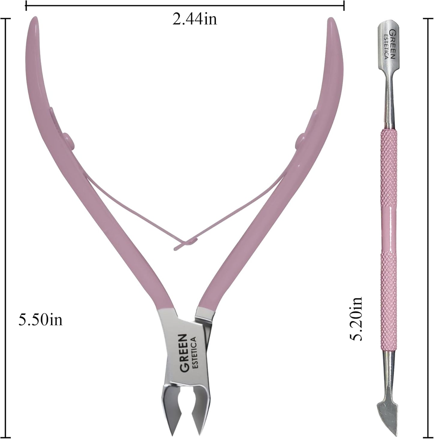 Professional Cuticle Trimmer with Cuticle Pusher Nail Cuticle Remover Nipper Silver Stainless Steel Sharp Blades Manicure Tools with Double Spring Nail Care Pedicure Nail Tools Home Spa (Rose)
