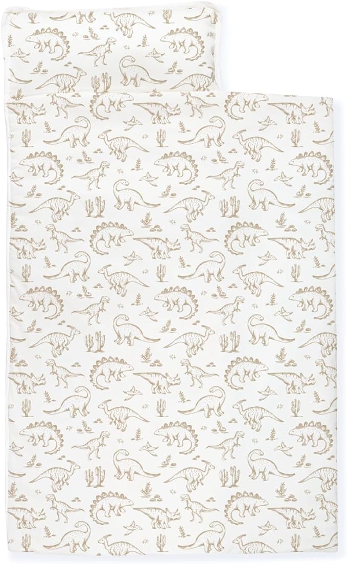 Makemake Organics GOTS Certified Organic Cotton Nap Mat with Detachable Pillow for Kids Soft Sleeping Bag for Toddlers, Boys, Girls - Ideal for Daycare, Preschool, Kindergarten