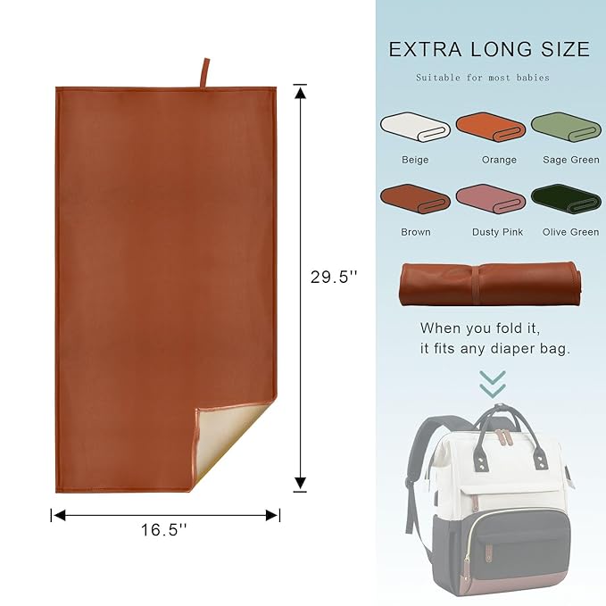 Brown Portable Diaper Changing Pad, Baby Changing Mat for Baby Travel or Home, Foldable Mat Fits Perfectly in Diaper Bag (67-04)
