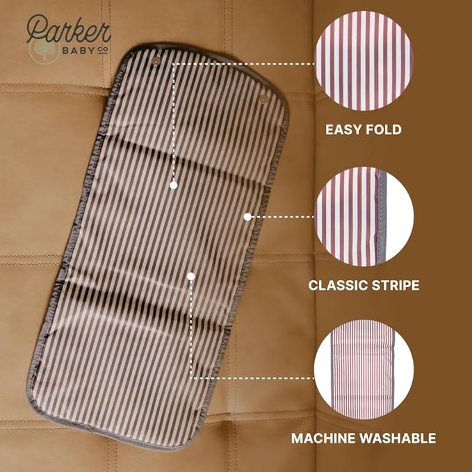 Parker Baby Portable Changing Pad for Diapers | Large & Travel-Friendly Baby Diapers Changing Pad | Leak Free & Washable | Foldable Diaper Mat for Nursery | Padded for Extra Comfort | For All Surfaces