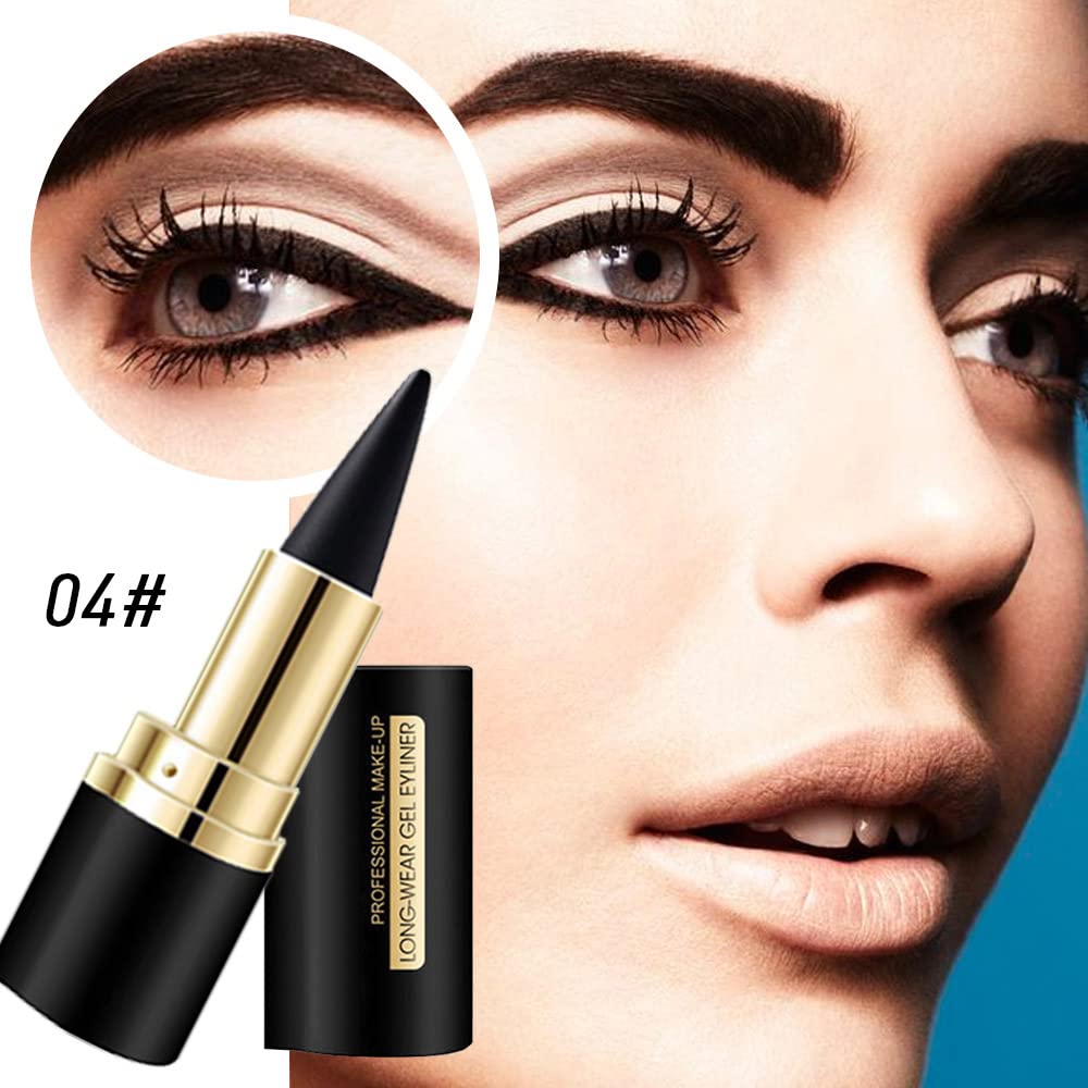 Kaely 2Pcs Black Brown Gel Eyeliner Pencil, Natural Black Eyeliner Cream for Waterline, Crayon Eye Liner Waterproof Smudge Proof, Smokey Eye Eyeshadow Palette Halloween Makeup, delineador de ojos