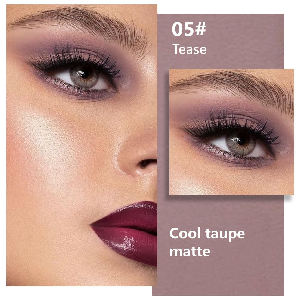 Kaely Taupe Single Eyeshadow Makeup, Blendable Neutral Powder Eye Shadow for Older Women, Lavender Plum Purple Mauve Matte Eyeshadow Palette for Green Eyes Pigmented Waterproof, sombras para ojos, 05