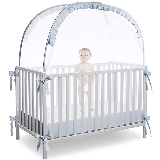 Crib Tent, Crib Net to Keep Baby in, Breathable Pop Up Crib Tent Canopy Keep Baby from Climbing Out (55.2" L x 27.6" W x 51.6" H)