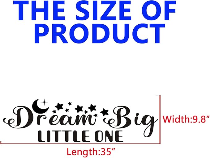 Kids Quotes Wall Decals for Nursery: Baby Inspirational Positive Moon Stars Vinyl Art Wall Stickers - Bedroom Playroom School Wall Decor - Dream Big Little One 35" X 9.8"