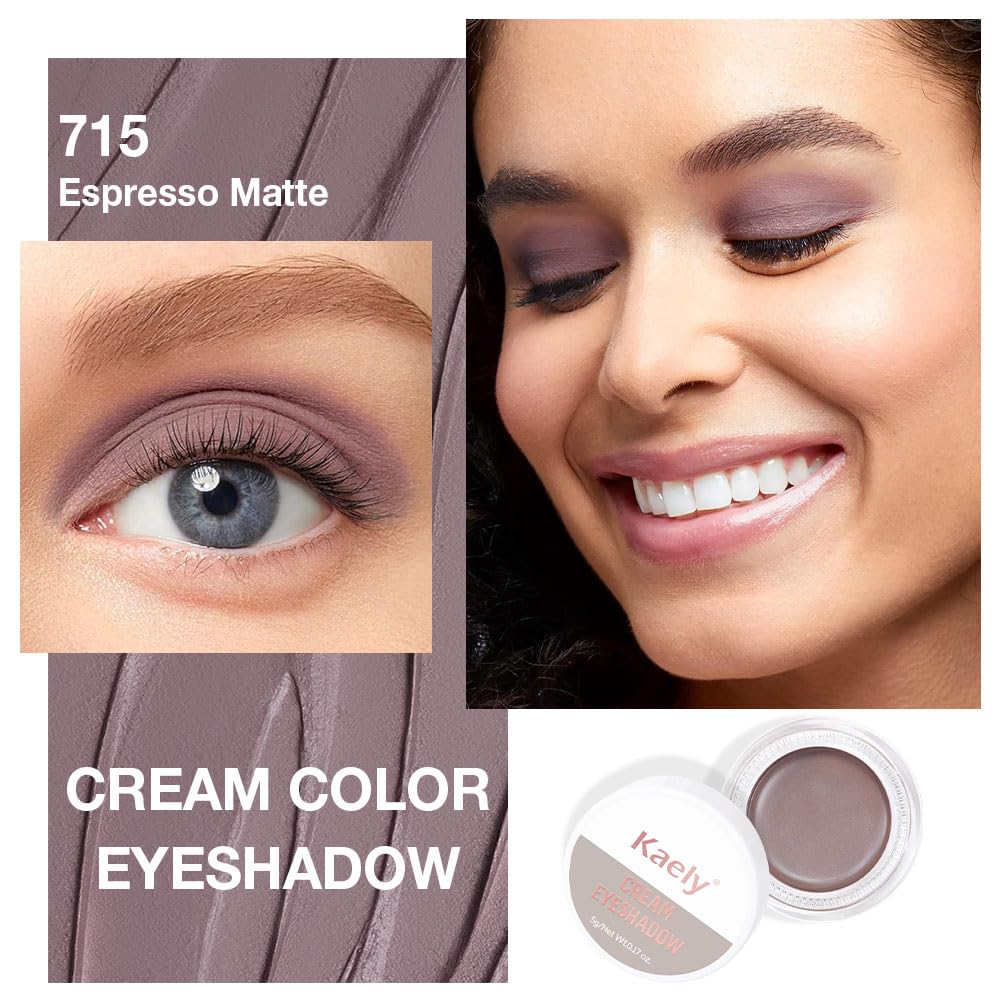 evpct Matte Espresso Coffee Brown Single Cream Eye Shadow Palette Pot Makeup for Older Women, Highly Pigmented Monochrome Cream to Powder Eyeshadow Palette Matte Liquid eyeshadow, Natural Waterproof