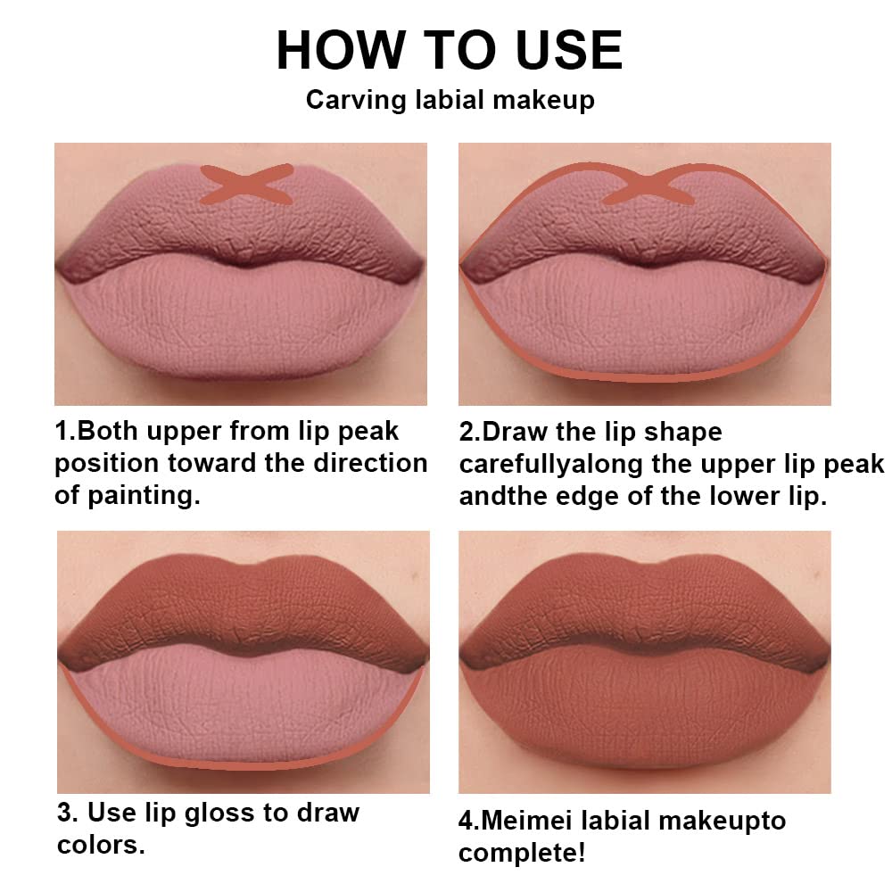 evpct 2Pcs Reddish Brown Neutral Color Lip Liner and Matte Lipstick Makeup Sets Vegan Lipstick Lip Liner and Gloss Set Lip Stain Long Lasting Waterproof 24 33#