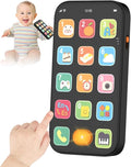 Bilingual Baby Phone with Sounds and Light, English/Spanish, Fun Early Learning Kids Smart Phone Toy for 6-12 Months, Gift for 1 Year Old Boys Girls Toddler Infant, Black