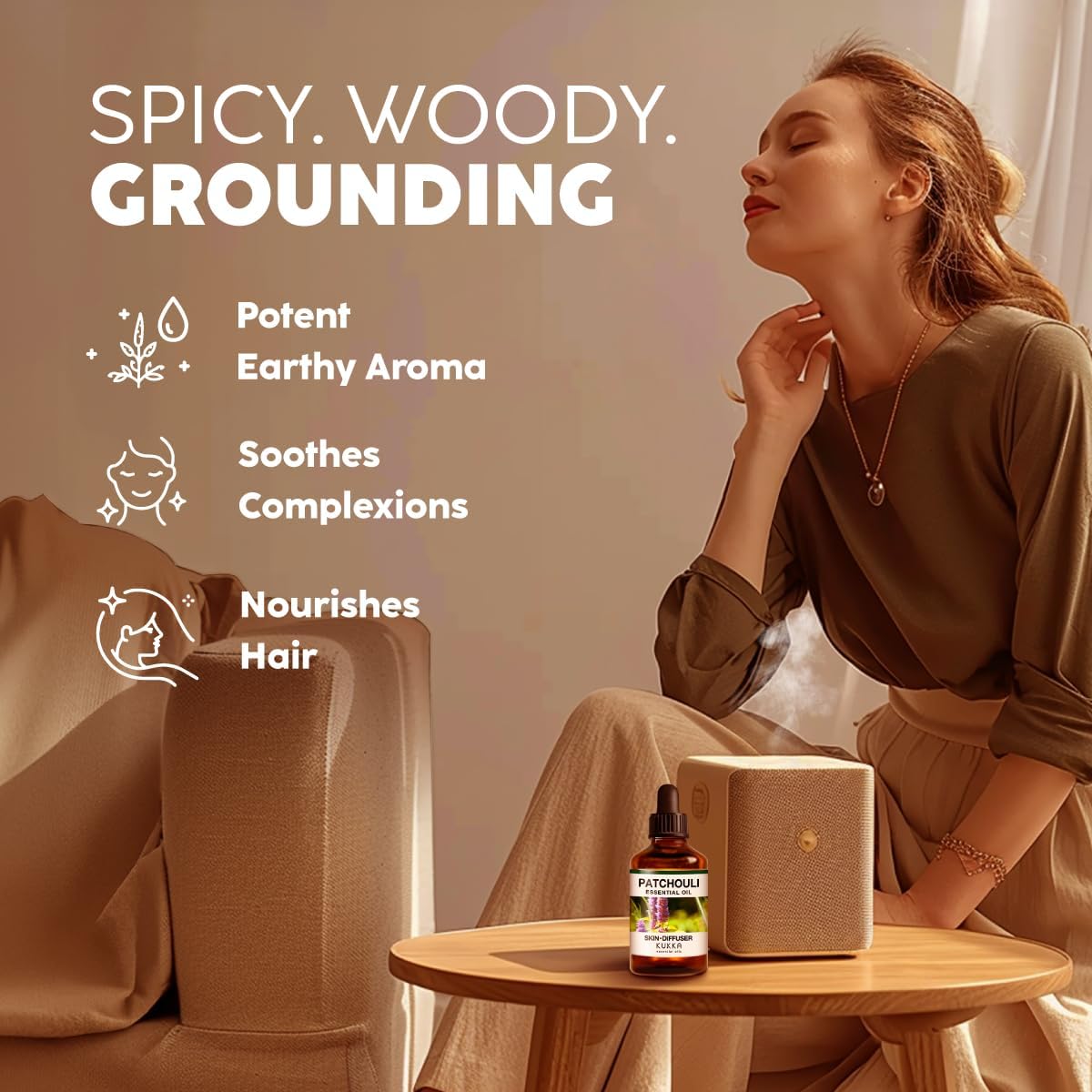 Kukka Patchouli Essential Oil for Skin & Diffuser - 4 Fl Oz - Patchouli Oil, Captivating Scent for Body Perfumes, Aromatherapy, DIY Soap Making Scents