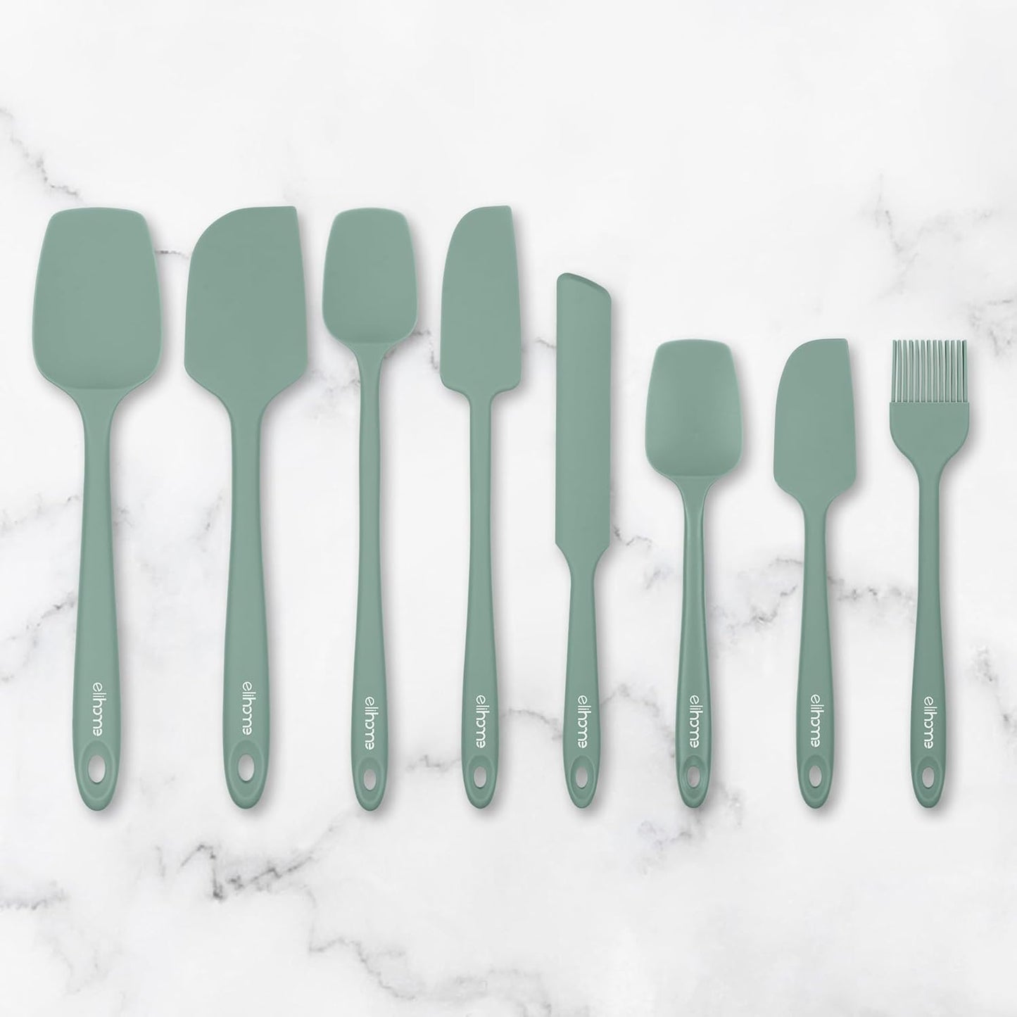 Elihome Mini Silicone Spoonula - Non-Stick Heat Resistant Silicone Scraper Spatula for Mixing, Serving, Scraping, Stirring, and More, 8.75 Inch, Sage Green