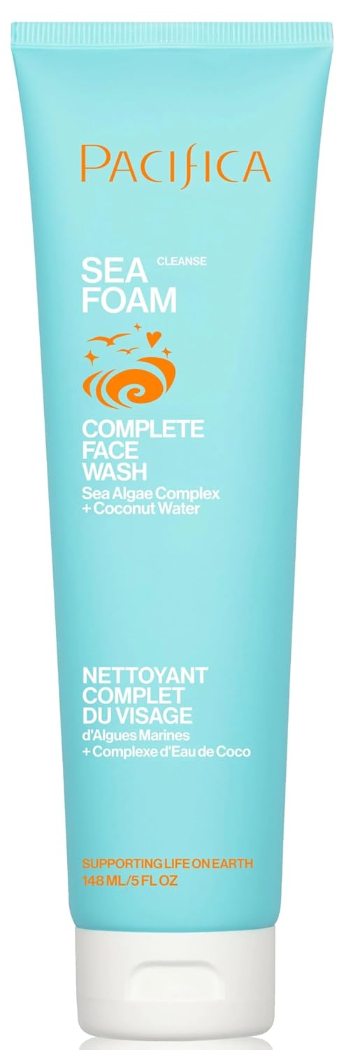 Pacifica Beauty Sea Foam Face Cleanser, Daily Gentle Foaming Face Wash, With Coconut Water + Sea Algae Complex, Removes Makeup, For Combination and Oily Skin, Vegan and Cruelty Free, Clean Skin Care