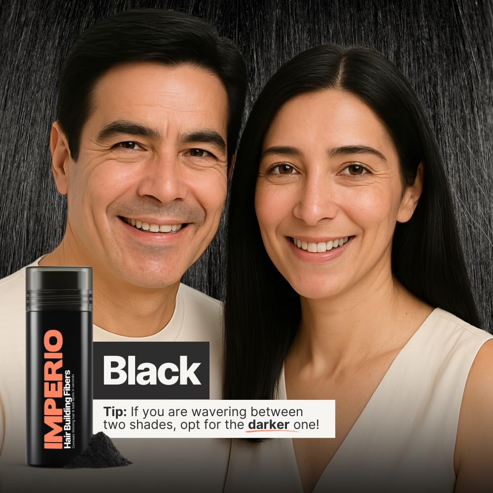 IMPERIO Hair Building Fibers for Thinning Hair - 26g Premium Hair Fibers for Women & Men in Hairdresser Quality - Hair thickening in less than 20 seconds (Black)
